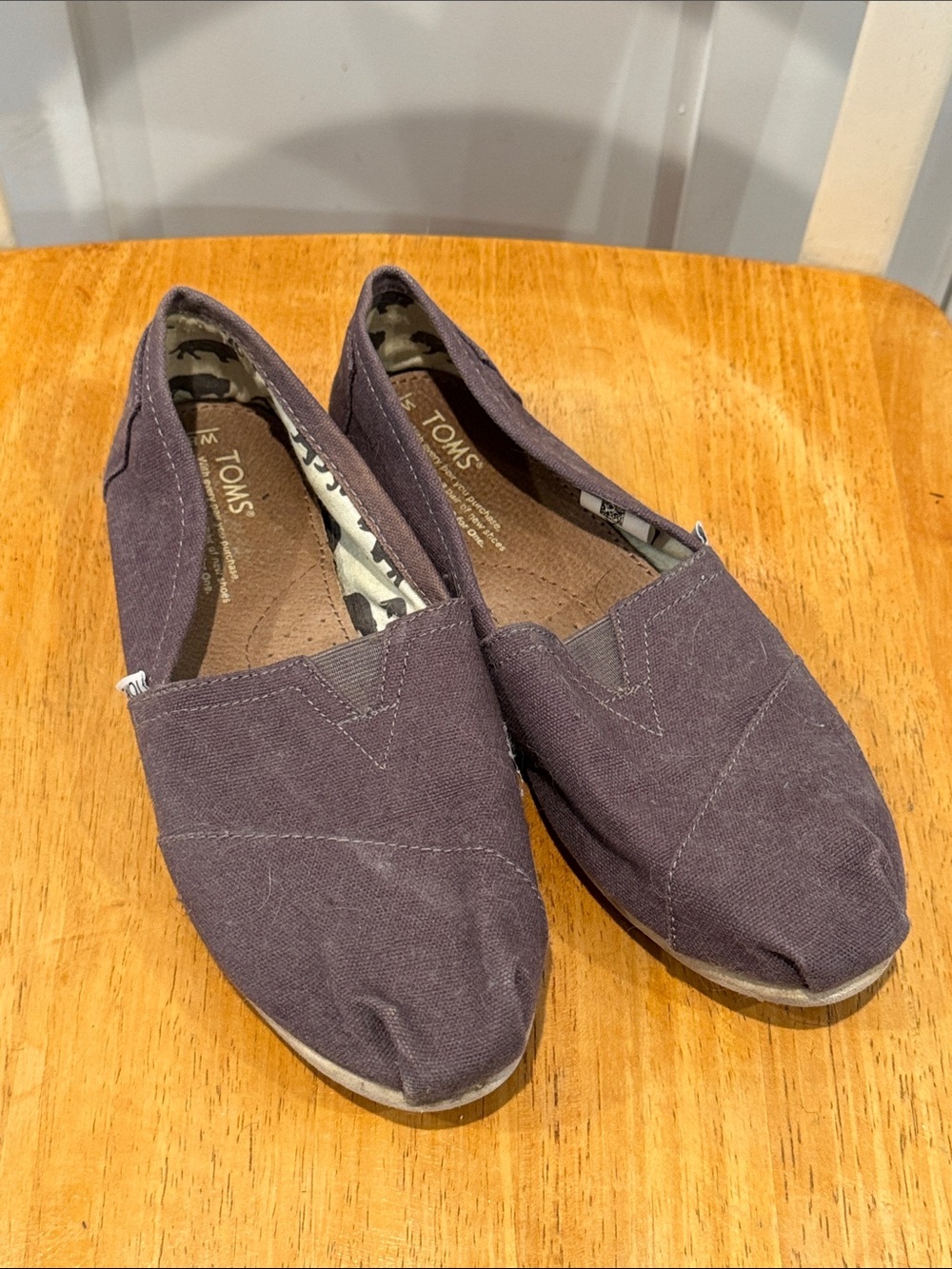 Toms Women's Charcoal Gray Canvas Slip-On Flats